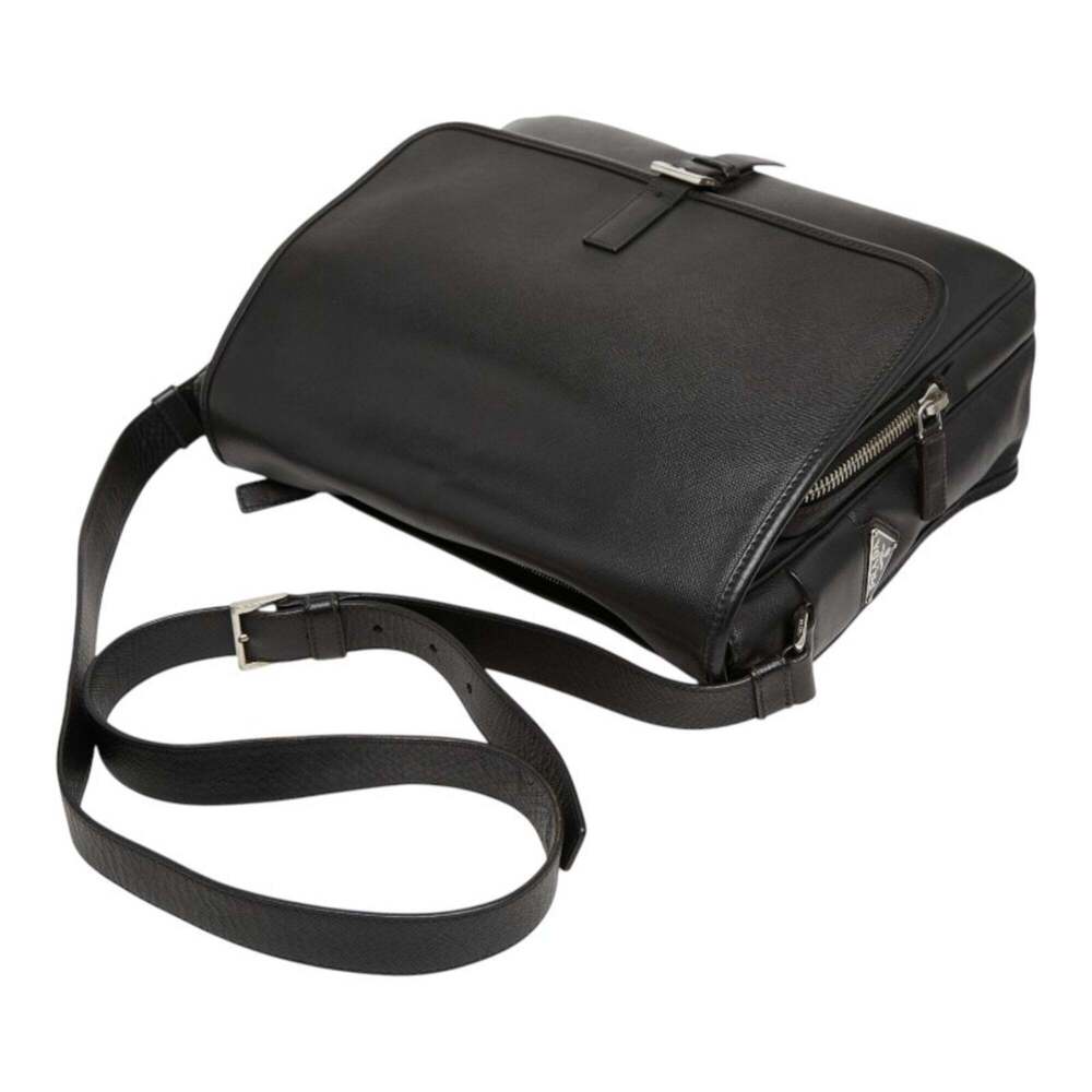 PRADA Black Leather Saffiano Messenger Shoulder Bag - Picture 10 of 16